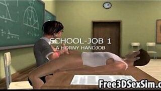 Sexy 3D cartoon sucks cock and gets fucked porn video